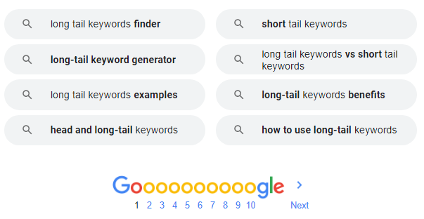 Example of Long-tail Keyword phrases